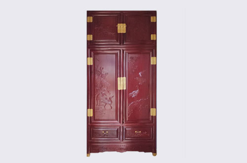 武夷山高端中式家居装修深红色纯实木衣柜