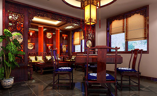 武夷山古典中式风格茶楼包间设计装修效果图